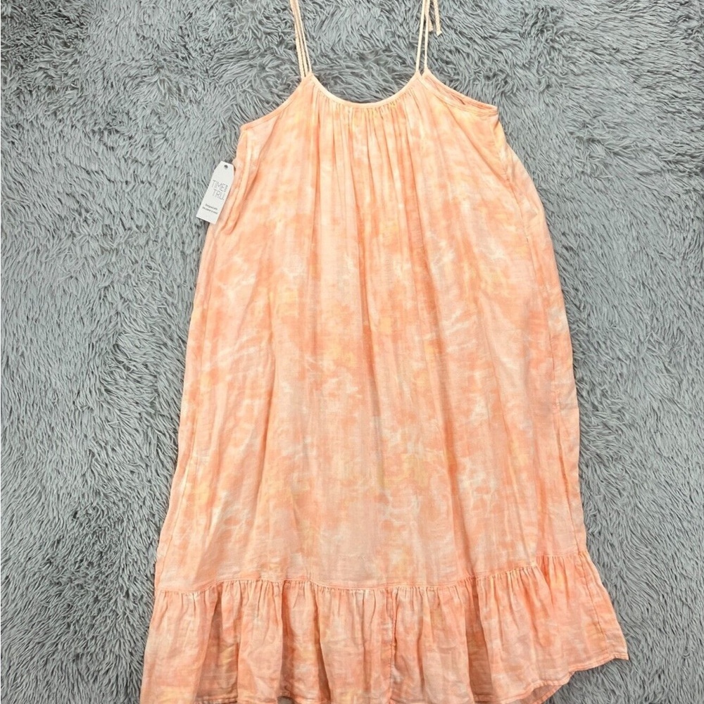Peach Tie-Dye Sleeveless Dress